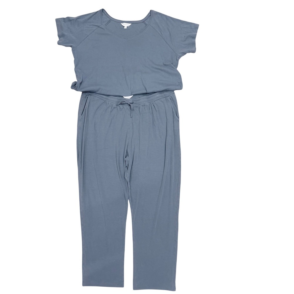 The Company Store Pajama Set Womens XXL Blue Excellent Pima Cotton Loungewear